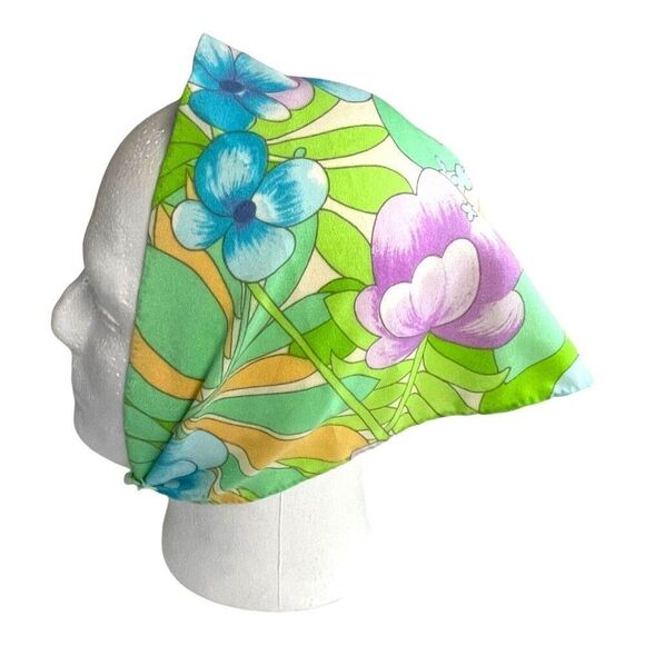 Hawaiian Floral Head Scarf Do Rag Tropical Multicolored Floral Scarf 28” X 9” - Picture 1 of 7